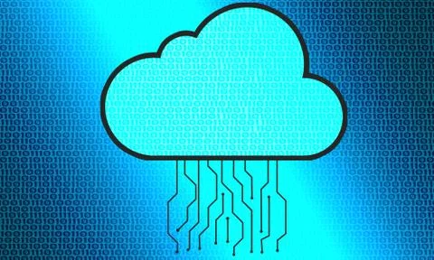 Cloud computing with digital background Illustrazione stock