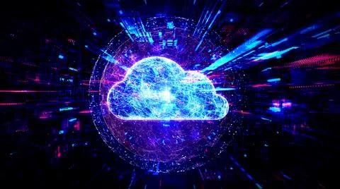 Cloud Computing - Digital Cloud Technology - Abstract Background Stock Illustration