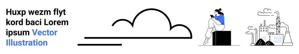 Cloud computing, digital connectivity, industrial processes, cloud storage, s イラスト素材