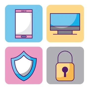 Cloud computing digital elements app social media Illustrazione stock