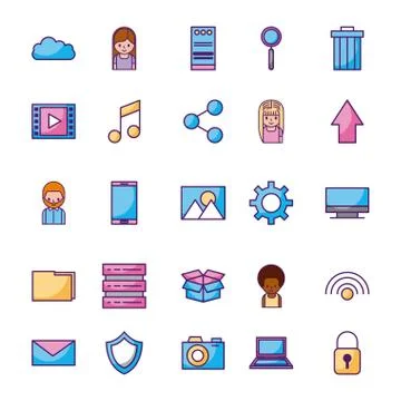 Cloud computing digital elements app social media Illustrazione stock