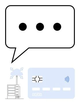 Cloud computing, digital finance, data security, payment systems, connectivit Stockillustratie