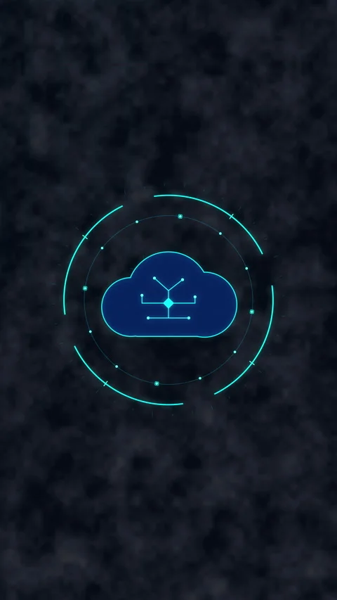 Cloud computing digital interface showing secure data storage, network secu.. Video stock 348326489