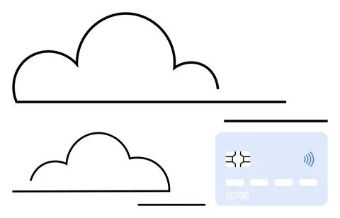 Cloud computing, digital payments, financial technology, data security, conta Stock Illustration