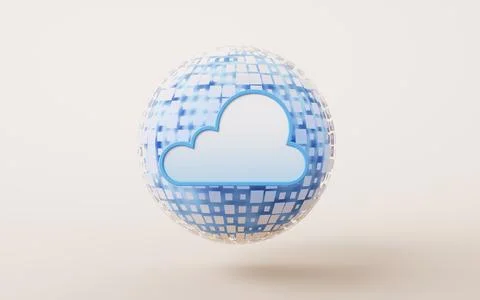 Cloud computing with digital sphere, 3d rendering. Stock Illustration