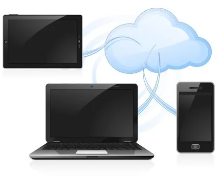 Cloud computing - digital tablet, laptop and smart phone Stock Illustration