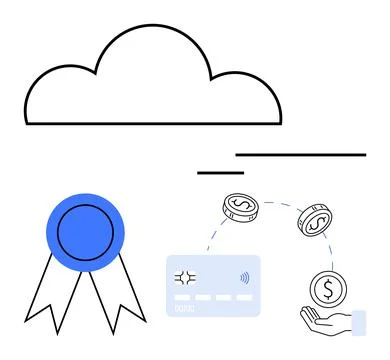 Cloud Computing with Digital Transactions and Quality Assurance Ribbon in M.. 스톡 일러스트