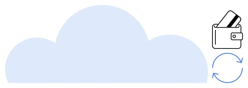 Cloud Computing with Digital Wallet and Circular Arrows for Payment System Stock Illustration