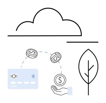Cloud computing with digital wallet payment, sustainable development, and d.. 스톡 일러스트