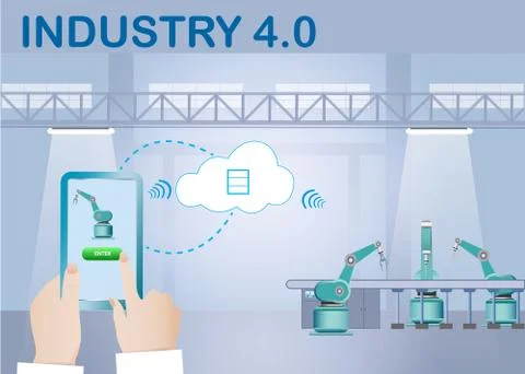 Cloud computing in digitization of industry concept 스톡 일러스트