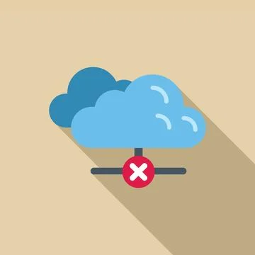 Cloud computing disconnecting with red cross mark icon showing loss of network Stock Illustration