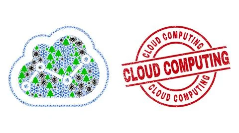 Cloud Computing Distress Stamp and Chart Cloud Composition of Coronavirus Winter Stock Illustration