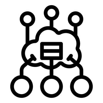 Cloud computing distributing data to multiple devices Illustrazione stock