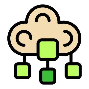 Cloud computing distributing data to multiple devices, data sharing concept Illustrazione stock