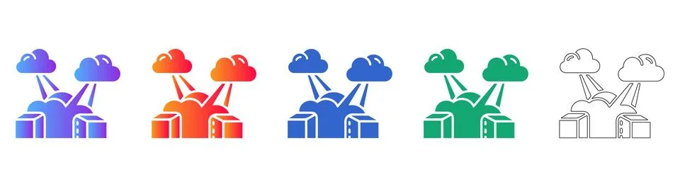 Cloud Computing Distribution Icons Set Stock Illustration