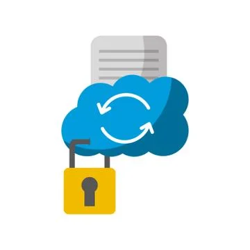 Cloud computing with document and padlock 스톡 일러스트