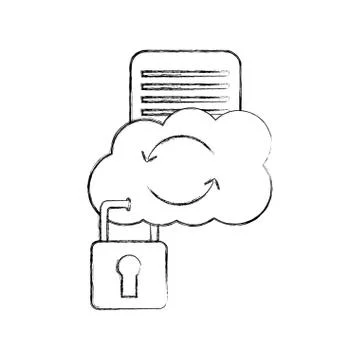 Cloud computing with document and padlock Illustrazione stock
