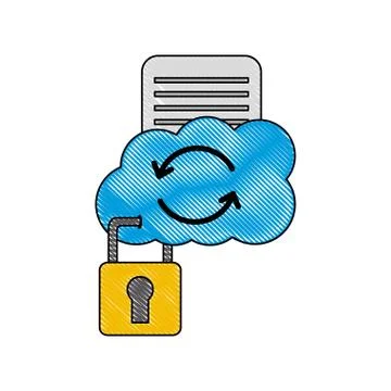 Cloud computing with document and padlock Stock Illustration