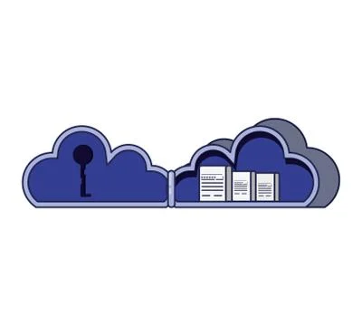 Cloud computing with document and password Stock Illustration