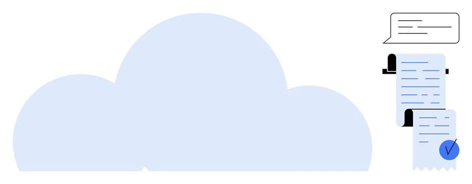Cloud Computing with Document Management and Communication Stock Illustration
