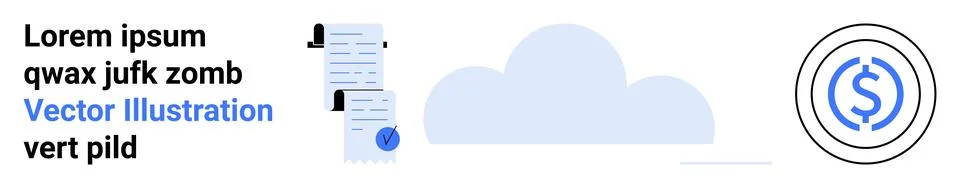 Cloud Computing with Document Management and Financial Analytics Stock Illustration