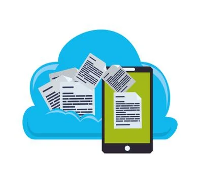 Cloud computing with documents and smartphone 스톡 일러스트