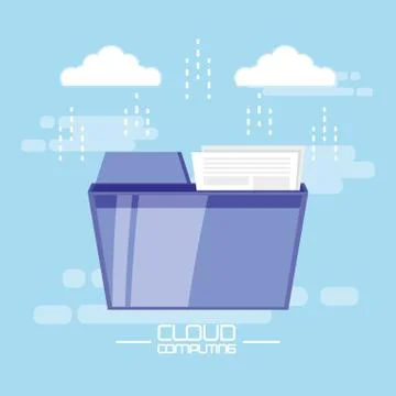 Cloud computing with documents folder Stock Illustration