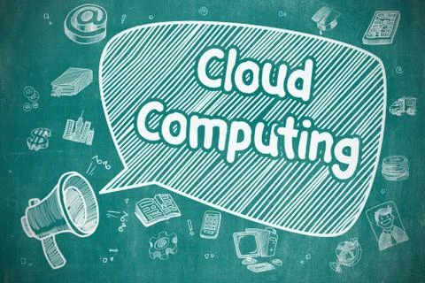 Cloud Computing - Doodle Illustration on Blue Chalkboard イラスト素材
