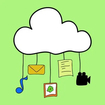 Cloud computing in doodle style イラスト素材