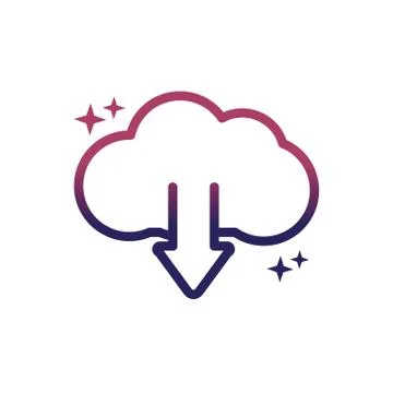 Cloud computing download arrow data social media gradient style icon イラスト素材