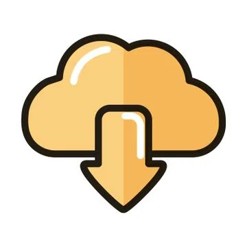 Cloud computing download data internet web technology interface line and fill Stock Illustration