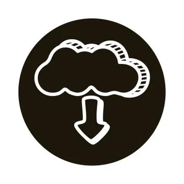 Cloud computing download doodle block style icon Illustrazione stock