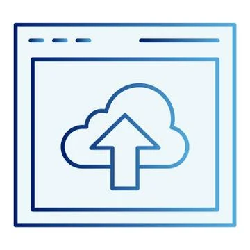 Cloud computing download flat icon. Data server with arrow blue icons in trendy 스톡 일러스트