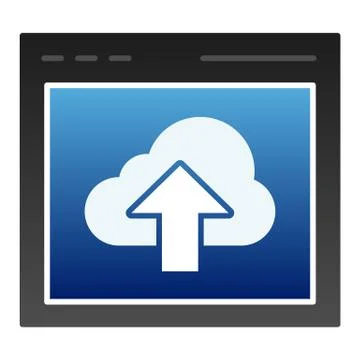 Cloud computing download flat icon. Data server with arrow color icons in trendy Stock Illustration