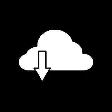 Cloud computing download flat icon on black 스톡 일러스트