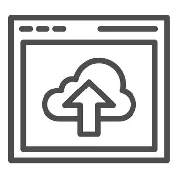 Cloud computing download line icon. Data server with arrow vector illustration Illustrazione stock