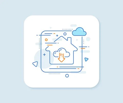 Cloud computing download line icon. Internet data storage sign. Vector Stock Illustration