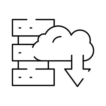 Cloud computing downloading data to server rack icon Illustrazione stock
