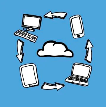 Cloud computing drawings Foto stock