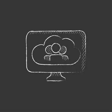 Cloud computing. Drawn in chalk icon Stock Illustration