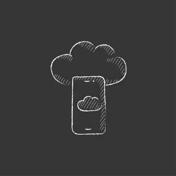 Cloud computing. Drawn in chalk icon イラスト素材