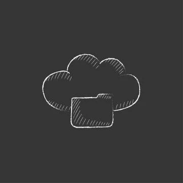 Cloud computing. Drawn in chalk icon Illustrazione stock