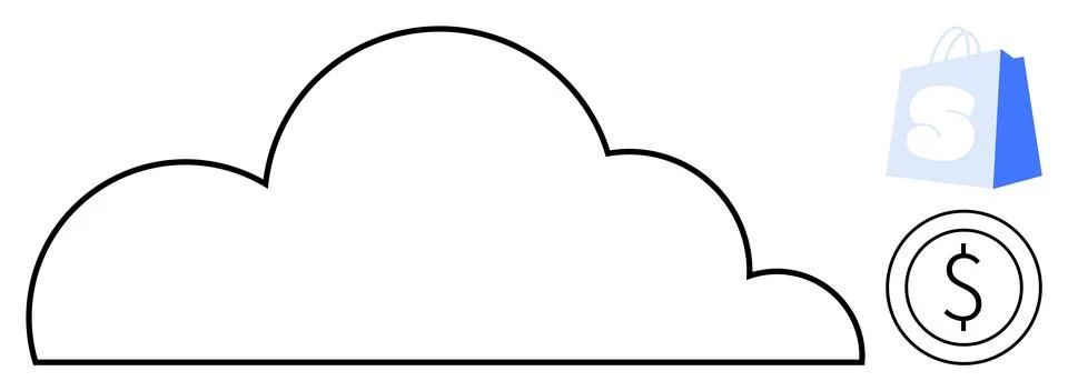 Cloud Computing with E-commerce and Financial Transaction Theme Illustrazione stock