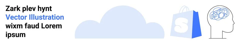 Cloud Computing with E-commerce and Cognitive Thinking Vector Stock Illustration