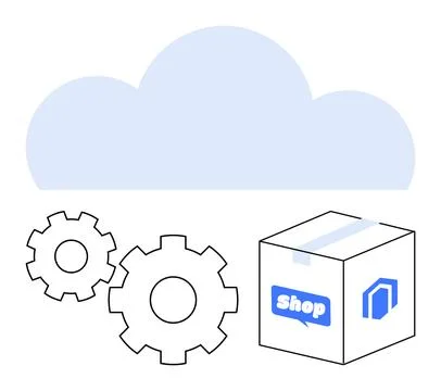 Cloud Computing with E-commerce and Settings Concept Stock Illustration