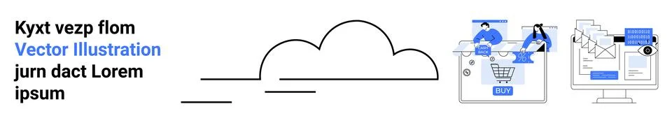 Cloud computing, e-commerce, digital collaboration, online shopping, technolo 库存插图