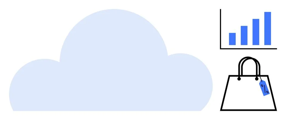 Cloud computing with e-commerce growth and shopping trends in modern retail.. Stockillustratie