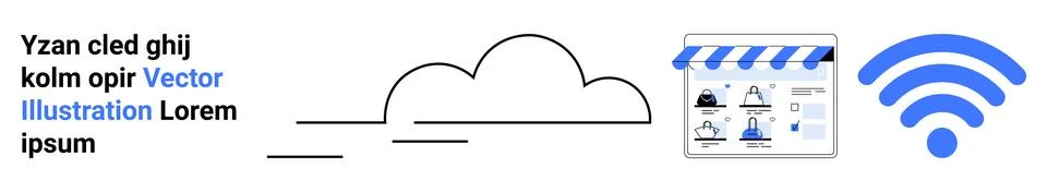 Cloud computing, e-commerce, internet services, wireless connectivity, digita イラスト素材