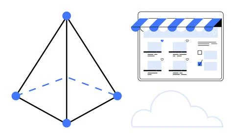 Cloud computing, e-commerce platform, online shopping, data network, digital  스톡 일러스트