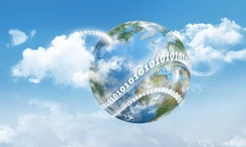 Cloud computing earth and digits Illustrazione stock